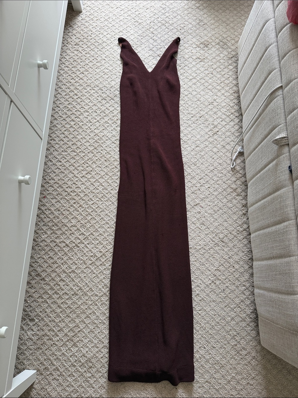 Zara Sleeveless V-Neck Maxi Dress in Burgundy
